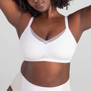 Honeylove CrossOver Lace Bra Astral Wireless 3X+ White